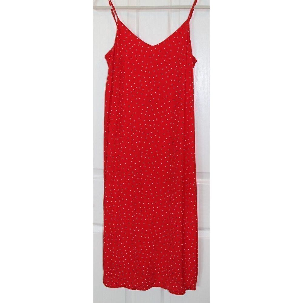Gap Polka Dot Midi Dress Sleeveless Red White Adjustable Bra Straps Womens XS